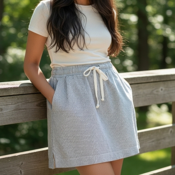 Athleta Dresses & Skirts - Athleta Linen Striped Skirt With Pockets
